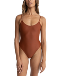 The Rhythm Womens Classic Minimal One Piece Swimsuit in Rust