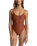 The Rhythm Womens Classic Minimal One Piece Swimsuit in Rust