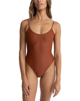 The Rhythm Womens Classic Minimal One Piece Swimsuit in Rust