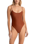 The Rhythm Womens Classic Minimal One Piece Swimsuit in Rust