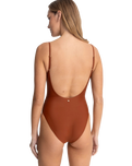 The Rhythm Womens Classic Minimal One Piece Swimsuit in Rust