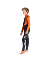 Boys Legend 3/2mm Back Zip Wetsuit in Charcoal, Orange & Black