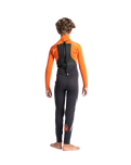 Boys Legend 3/2mm Back Zip Wetsuit in Charcoal, Orange & Black