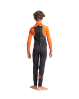 Boys Legend 3/2mm Back Zip Wetsuit (2022) in Charcoal, Orange & Black