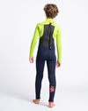 The C-Skins Boys Legend 4/3mm Back Zip Wetsuit in Ink Blue, Lime & Flo Red