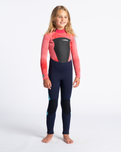 The C-Skins Girls Legend 4/3mm Back Zip Wetsuit in Slate, Coral & Ocean Blue