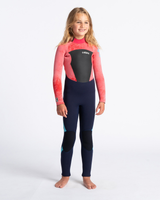 The C-Skins Girls Legend 4/3mm Back Zip Wetsuit in Slate, Coral & Ocean Blue