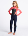 The C-Skins Girls Legend 4/3mm Back Zip Wetsuit in Slate, Coral & Ocean Blue