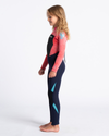 The C-Skins Girls Legend 4/3mm Back Zip Wetsuit in Slate, Coral & Ocean Blue