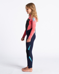 The C-Skins Girls Legend 4/3mm Back Zip Wetsuit in Slate, Coral & Ocean Blue