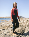 The C-Skins Girls Legend 4/3mm Back Zip Wetsuit in Slate, Coral & Ocean Blue