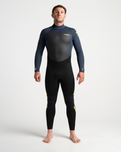 Mens Legend 4/3mm Back Zip Wetsuit in Black, Bluestone & Lime