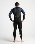 Mens Legend 4/3mm Back Zip Wetsuit in Black, Bluestone & Lime