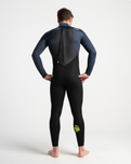 Mens Legend 4/3mm Back Zip Wetsuit in Black, Bluestone & Lime