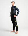 Mens Legend 4/3mm Back Zip Wetsuit in Black, Bluestone & Lime