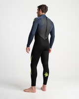 Mens Legend 4/3mm Back Zip Wetsuit in Black, Bluestone & Lime