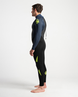 Mens Legend 4/3mm Back Zip Wetsuit in Black, Bluestone & Lime