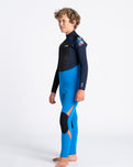 The C-Skins Boys Legend 5/4mm Back Zip Wetsuit in Cyan, Slate & Multi