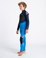 The C-Skins Boys Legend 5/4mm Back Zip Wetsuit in Cyan, Slate & Multi