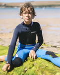 The C-Skins Boys Legend 5/4mm Back Zip Wetsuit in Cyan, Slate & Multi