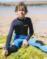 The C-Skins Boys Legend 5/4mm Back Zip Wetsuit in Cyan, Slate & Multi