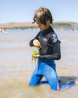 The C-Skins Boys Legend 5/4mm Back Zip Wetsuit in Cyan, Slate & Multi