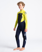 The C-Skins Boys Legend Back Zip 5/4mm Wetsuit in Slate, Flash Green & Silver