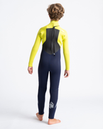 The C-Skins Boys Legend Back Zip 5/4mm Wetsuit in Slate, Flash Green & Silver