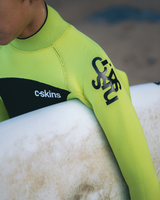 The C-Skins Boys Legend Back Zip 5/4mm Wetsuit in Slate, Flash Green & Silver