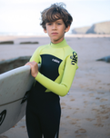 The C-Skins Boys Legend Back Zip 5/4mm Wetsuit in Slate, Flash Green & Silver