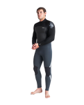 The C-Skins Mens Legend 5/4mm Back Zip Wetsuit in Graphite, Black & Silver Grey