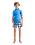 Boys Nuwave Rash Vest in Cyan, Slate & Multi