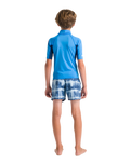 Boys Nuwave Rash Vest in Cyan, Slate & Multi