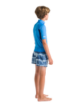 Boys Nuwave Rash Vest in Cyan, Slate & Multi