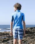 Boys Nuwave Rash Vest in Cyan, Slate & Multi