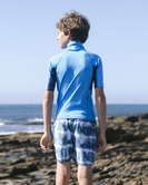 Boys Nuwave Rash Vest in Cyan, Slate & Multi