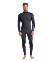 The C-Skins Mens NuWave Element 3/2mm Back Zip Wetsuit in Anthracite, Slate & Saffron