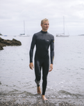 The C-Skins Mens NuWave Element 3/2mm Back Zip Wetsuit in Anthracite, Slate & Saffron