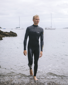 The C-Skins Mens NuWave Element 3/2mm Back Zip Wetsuit in Anthracite, Slate & Saffron