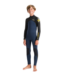 The C-Skins Boys NuWave Legend 4/3mm Back Zip Wetsuit in Bluestone, Black & Multi