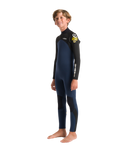 The C-Skins Boys NuWave Legend 4/3mm Back Zip Wetsuit in Bluestone, Black & Multi