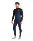 The C-Skins Mens NuWave Legend 4/3mm Back Zip Wetsuit in Bluestone, Black & Saffron