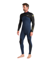 The C-Skins Mens NuWave Legend 4/3mm Back Zip Wetsuit in Bluestone, Black & Saffron