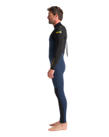 The C-Skins Mens NuWave Legend 4/3mm Back Zip Wetsuit in Bluestone, Black & Saffron