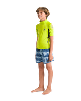 The C-Skins Boys Nuwave Rash Vest in Lime, Anthracite & Multi