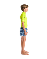 The C-Skins Boys Nuwave Rash Vest in Lime, Anthracite & Multi