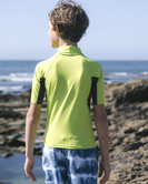 The C-Skins Boys Nuwave Rash Vest in Lime, Anthracite & Multi