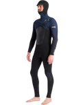 NuWave Rewired 5/4mm Hooded Chest Zip Wetsuit in Black, Black X & Bluestone X