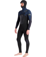 NuWave Rewired 5/4mm Hooded Chest Zip Wetsuit in Black, Black X & Bluestone X