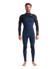 The C-Skins Mens NuWave Session 3/2mm Chest Zip Wetsuit in Bluestone, Black X & Saffron